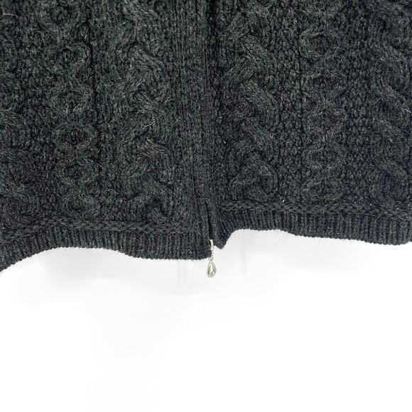 Aran Sweater Market Ireland Merino wool fisherman full zip long cardigan - Picture 3 of 8